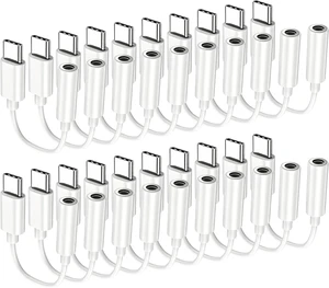 USB C to 3.5mm Headphone Jack Adapter 20-Pack HiFi Type C to AUX White USB C to 3.5mm Headphone Jack Adapter 20-Pack HiFi Type C to AUX White