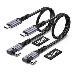 100W 1.5ft USB C Cable Right Angle 2 Packs 10Gbps Data Speed 100W 1.5ft USB C Cable Right Angle 2 Packs 10Gbps Data Speed