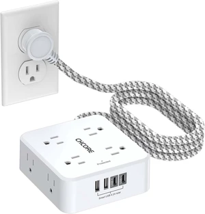 Surge Protector Power Strip - 5Ft Braided Extension Cord with 8 Outlets with 4 USB (2 USB C) Charging Ports Flat Plug Multi Plug Outlet Extender Charging Station for Home Office ETL White Surge Protector Power Strip - 5Ft Braided Extension Cord with 8 Outlets with 4 USB (2 USB C) Charging Ports Flat Plug Multi Plug Outlet Extender Charging Station for Home Office ETL White