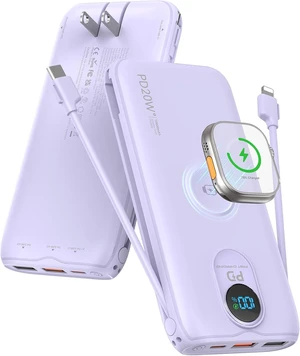 Portable Charger Power Bank 10000mAh PD20W w/Built-in Cables & AC Plug Portable Charger Power Bank 10000mAh PD20W w/Built-in Cables & AC Plug