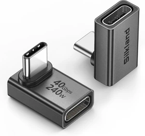 40Gbps USB C 90 Degree Right Angle Adapter 2 Pack 240W USB4 40Gbps USB C 90 Degree Right Angle Adapter 2 Pack 240W USB4