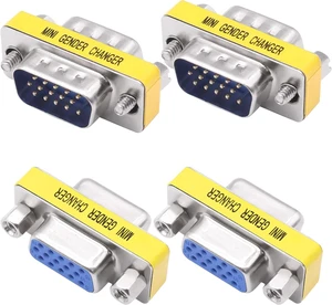 DB15 VGA Gender Changer Solderless Connector Male to Female Adapter 4pcs DB15 VGA Gender Changer Solderless Connector Male to Female Adapter 4pcs
