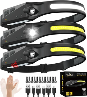 Rechargeable Headlamp 3PCS 230° LED Head Lamp Head Lights for Forehead Rechargeable Headlamp 3PCS 230° LED Head Lamp Head Lights for Forehead