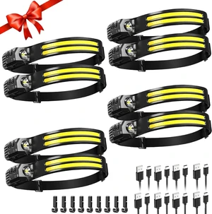 Rechargeable Headlamp 8 Pack LED Headlight Flashlight Super Bright with 230° Wide Beam 5 Modes Waterproof Head Lamp for Outdoor Hiking Running Camping Rechargeable Headlamp 8 Pack LED Headlight Flashlight Super Bright with 230° Wide Beam 5 Modes Waterproof Head Lamp for Outdoor Hiking Running Camping