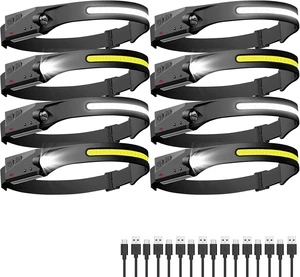 Headlamp Rechargeable LED Headlight Flashlight Super Bright with 230° Wide Beam Motion Sensor 5 Modes Waterproof Head Lamp for Outdoor Hiking Running Camping (Black 8 Pack) Headlamp Rechargeable LED Headlight Flashlight Super Bright with 230° Wide Beam Motion Sensor 5 Modes Waterproof Head Lamp for Outdoor Hiking Running Camping (Black 8 Pack)