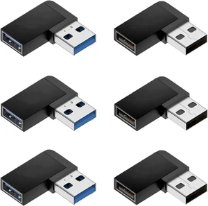6 Pack Left and Right 90-Degree Angle USB 3.0 Male-to-Female Extension Adapter Supports Data Transfer and Charging for External Hard Drives USB Drives Wireless adapters etc 6 Pack Left and Right 90-Degree Angle USB 3.0 Male-to-Female Extension Adapter Supports Data Transfer and Charging for External Hard Drives USB Drives Wireless adapters etc