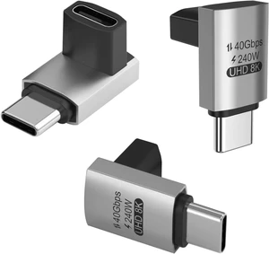 90 Degree USB C Adapter 3-Pack Right Angle USB C Male to Female Adapter 90 Degree USB C Adapter 3-Pack Right Angle USB C Male to Female Adapter