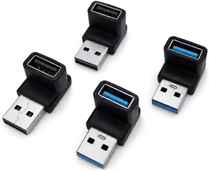 USB-A 3.2 Right Angle Adapter 4 Pack Male to Female Upward and Downward USB-A 3.2 Right Angle Adapter 4 Pack Male to Female Upward and Downward