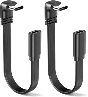 90 Degree Soft USB-C Extension Cable Flat 4inch 2Pack.USB2.0 C Male to Female Adapter Rightangle USB C to C Cable. Only Compatible with Power of 65W or Less Not Support Video and OTG 90 Degree Soft USB-C Extension Cable Flat 4inch 2Pack.USB2.0 C Male to Female Adapter Rightangle USB C to C Cable. Only Compatible with Power of 65W or Less Not Support Video and OTG
