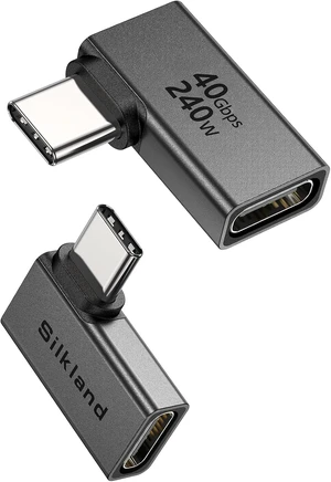 40Gbps USB C 90 Degree Right Angle Adapter 2 Pack 240W USB4 40Gbps USB C 90 Degree Right Angle Adapter 2 Pack 240W USB4