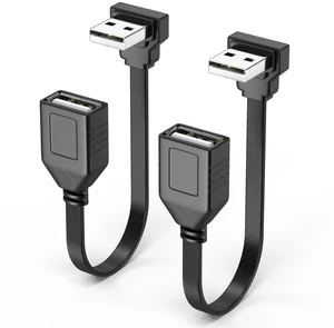 2 Pack 90 Degree USB2.0 Extension Cable Flat Short 4inch Downangle Right Angle USB A Male to Female Cable Dual USB Charging Port Black (White Plastic Insulator on The Bottom) 2 Pack 90 Degree USB2.0 Extension Cable Flat Short 4inch Downangle Right Angle USB A Male to Female Cable Dual USB Charging Port Black (White Plastic Insulator on The Bottom)