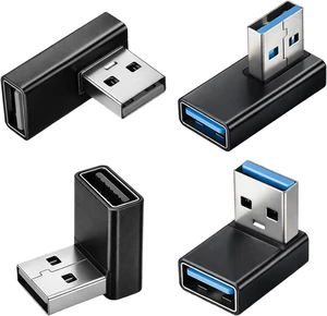 USB 3.0 Adapter 90 Degree Low Profile 4 PCS Left Right Vertical up and Down Angle Coupler Connector USB-A Male to Female Adapter Extender Converters Compatible Laptops Chargers USB-A Devices USB 3.0 Adapter 90 Degree Low Profile 4 PCS Left Right Vertical up and Down Angle Coupler Connector USB-A Male to Female Adapter Extender Converters Compatible Laptops Chargers USB-A Devices