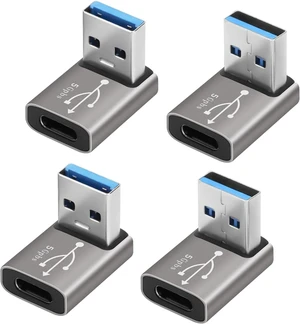 90 Degree USB to USB C Adapter 4 Pack Up and Down Right Angle USB C Female to A Male Charger Connector Converter USB L Shape Extender Support Charge & Data Sync for PC Laptop Mouse Keyboard 90 Degree USB to USB C Adapter 4 Pack Up and Down Right Angle USB C Female to A Male Charger Connector Converter USB L Shape Extender Support Charge & Data Sync for PC Laptop Mouse Keyboard