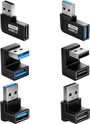 6 Pack USB Adapter Left and Right Angle 180 Degree/90 Degree Vertical Up 6 Pack USB Adapter Left and Right Angle 180 Degree/90 Degree Vertical Up