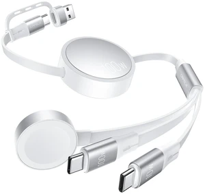 100W Retractable USB-C to USB-C 5A Fast Charging 3-in-1 Cable Features Magnetic Charging and Overheating Protection 4.5-Foot USB Type-C for Phone Notebook Pad WatchWhite 100W Retractable USB-C to USB-C 5A Fast Charging 3-in-1 Cable Features Magnetic Charging and Overheating Protection 4.5-Foot USB Type-C for Phone Notebook Pad WatchWhite