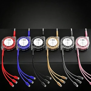 Retractable 3 in 1 Multi Fast Charging Cord Multi Charger Cable with Lightning Micro USB Type C Connectors Universal Fast Charging Cable for iPhone iPad PS Tablets and More Black 1 Pack Retractable 3 in 1 Multi Fast Charging Cord Multi Charger Cable with Lightning Micro USB Type C Connectors Universal Fast Charging Cable for iPhone iPad PS Tablets and More Black 1 Pack