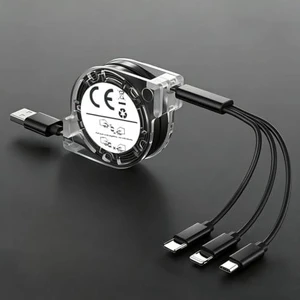 3-in-1 Retractable Fast Charging Cable Multi-Function Charging Cord with USB C & Micro USB Connectors Portable Universal Charger Cable for iPhone iPad Tablet PS Android Devices & More (Black) 3-in-1 Retractable Fast Charging Cable Multi-Function Charging Cord with USB C & Micro USB Connectors Portable Universal Charger Cable for iPhone iPad Tablet PS Android Devices & More (Black)