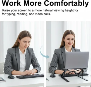 Foldable Laptop Stand 7-Level Adjustable Aluminum Riser for Laptops and Tablets Portable Desk Holder for Students Home Office and Travel (Black Aluminum) Foldable Laptop Stand 7-Level Adjustable Aluminum Riser for Laptops and Tablets Portable Desk Holder for Students Home Office and Travel (Black Aluminum)