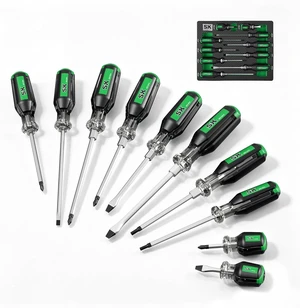 10-Piece Professional Screwdriver Set S2 Steel Shaft with Magnetic Tip