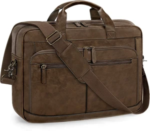 Messenger Bag For Men 16 Inch Laptop Bag Waterproof PU Leather Briefcase Large Capacity Vintage Satchel Computer for Office Work Business Travel Brown Messenger Bag For Men 16 Inch Laptop Bag Waterproof PU Leather Briefcase Large Capacity Vintage Satchel Computer for Office Work Business Travel Brown