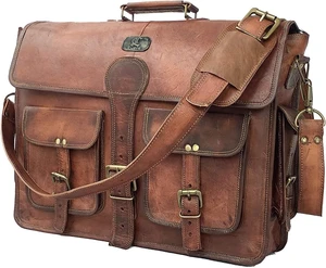 Leather Messenger Bag for Men 18 Inch Laptop Crossbody Handmade Leather Shoulder Satchel Bag for Men Full Grain Business Briefcase for Office/Work/Travel - Vintage Brown Leather Messenger Bag for Men 18 Inch Laptop Crossbody Handmade Leather Shoulder Satchel Bag for Men Full Grain Business Briefcase for Office/Work/Travel - Vintage Brown
