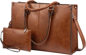 Laptop Tote Bag for Women 15.6 Inch Professional Work Bag with Matching Clutch Waterproof Vintage Leather Computer Tote for Office Business Travel & Daily Use Gift for Women Laptop Tote Bag for Women 15.6 Inch Professional Work Bag with Matching Clutch Waterproof Vintage Leather Computer Tote for Office Business Travel & Daily Use Gift for Women