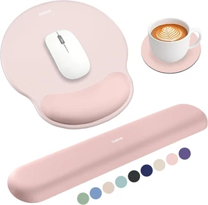 Mouse Pad and Keyboard Wrist Rest 3-in-1 Gel Memory Foam Ergonomic Mouse Pad with Wrist Rest Set Gaming Mousepad Arm Cushion Support for Computer Office Desk Accessories Cute Setup Pink Mouse Pad and Keyboard Wrist Rest 3-in-1 Gel Memory Foam Ergonomic Mouse Pad with Wrist Rest Set Gaming Mousepad Arm Cushion Support for Computer Office Desk Accessories Cute Setup Pink