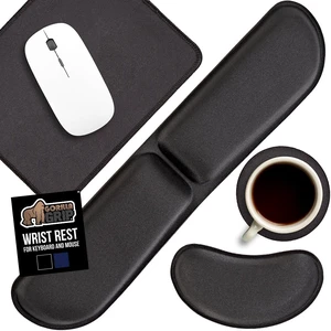 Silky Memory Foam Keyboard Wrist Rest and Mouse Pad for Computer Ergonomic Typing Support Desk Office Supplies and Gaming Accessories Hand & Arm Mousepad Cushions and Coaster Set Black Silky Memory Foam Keyboard Wrist Rest and Mouse Pad for Computer Ergonomic Typing Support Desk Office Supplies and Gaming Accessories Hand & Arm Mousepad Cushions and Coaster Set Black