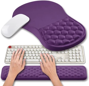 2 in 1 Ergonomic Mouse Pad Wrist Support & Wrist Rest for Computer Keyboard Set with Relieve Carpal Tunnel Pain Massage Bue and Full Memory Gel Design (2In1 Set Dark Purple) 2 in 1 Ergonomic Mouse Pad Wrist Support & Wrist Rest for Computer Keyboard Set with Relieve Carpal Tunnel Pain Massage Bue and Full Memory Gel Design (2In1 Set Dark Purple)