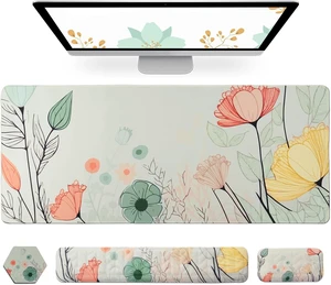 4-in-1 Wrist Rest Set with Desk Pad Light Brown Big Flower 4-in-1 Wrist Rest Set with Desk Pad Light Brown Big Flower