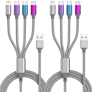 Multi Charging Cable 4ft 2Pack 4 in 1 Charger Cord Dual Tyep-C Rapid Cable Multi Charging Cable 4ft 2Pack 4 in 1 Charger Cord Dual Tyep-C Rapid Cable