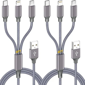 Multi Charging Cable 4ft 2Pack 3 in 1 USB Multiple MFi Charger cord Multi Charging Cable 4ft 2Pack 3 in 1 USB Multiple MFi Charger cord