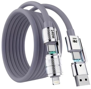 1PC 4-in-1 Multi Function Charging Cable 4 Colors Available Multi Port Phone Charger Cord for Daily Use (Grey) 1PC 4-in-1 Multi Function Charging Cable 4 Colors Available Multi Port Phone Charger Cord for Daily Use (Grey)