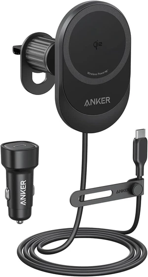 MagGo Qi2 Wireless Car Charger 15W Magnetic Mount Fast Charging for iPhone 12-16 Series Adjustable Viewing Angle USB-C Black