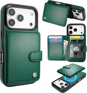 for iPhone 18/17 Pro Detachable Magnetic Slim Wallet Case Green