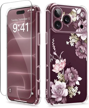 for iPhone 18 Pro Case/17 Pro Case Floral Clear Slim Women