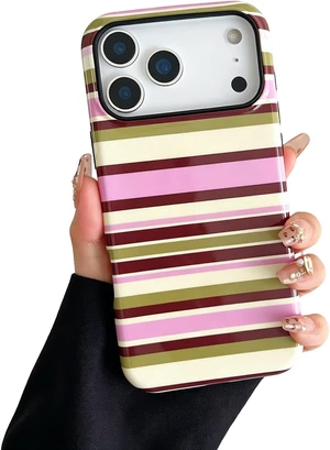 for iPhone 18 Pro Case Cute Yellow Colorful Striped Phone Case