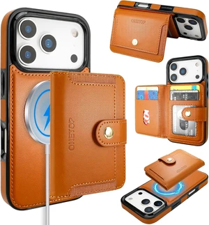 for iPhone 18 Pro/17 Pro Detachable Magnetic Wallet Case Brown