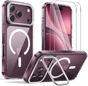 for iPhone 18 Pro Case with Lens StandScreen ProtectorClear White for iPhone 18 Pro Case with Lens StandScreen ProtectorClear White