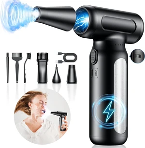 Electric Compressed Air Duster Rechargeable Cordless Air Duster for PC Keyboard & Electronics Cleaning Replaces Canned Air & Air Cans Portable Air Blower with Multiple Nozzles