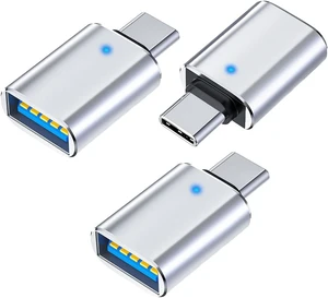 USB C to USB A 3.0 OTG Adapter Silver 3 Pack for Data Devices USB C to USB A 3.0 OTG Adapter Silver 3 Pack for Data Devices
