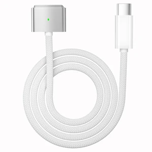 USB C to Magnetic 3 Charging Cable 6.6FT 140W LED Braided for MacBook