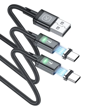 Magnetic USB C Cable (2 Pack 3ft/3ft) 3A Fast Charging USB Type C Charger Cord with LED Nylon Braided USB C Magnetic Charging Cable for & Type C Device (Black 3ft+3ft) Magnetic USB C Cable (2 Pack 3ft/3ft) 3A Fast Charging USB Type C Charger Cord with LED Nylon Braided USB C Magnetic Charging Cable for & Type C Device (Black 3ft+3ft)