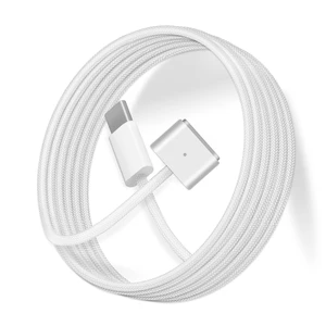 USB-C to Magnetic 3 Cable for M4 M3 M2 MacBook Air Pro Charger 140W Magnetic Safe 3 Cable for MacBook Air (13/15 2022-2025) Pro (16/14 2021-2024) 6.6FT/White