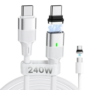 240W USB-C to USB-C Magnetic Fast Charging Cable with 2 Detachable Tips 6FT 240W USB-C to USB-C Magnetic Fast Charging Cable with 2 Detachable Tips 6FT