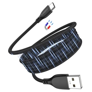 Magnetic Coiled USB A to USB C Cable 3.3ft 27W Fast Charging Cord