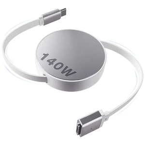 Magnetic 3 Retractable Cable USB-C 5.4FT for M4/M3/M2 MacBook Air & Pro Charger 140W Safe 3 Cable for MacBook Air (13/15 2025/2024/2023/2022) Pro (16/14 2024/2023/2021) White