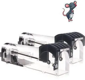 Humane Mouse Traps, 12 inches Enlarged No Kill Rat Live Traps for Chipmunks, Reusable Catch and Release Mice, Pet and Children Friendly Mouse Trap that Work (Black 2Pack) Humane Mouse Traps, 12 inches Enlarged No Kill Rat Live Traps for Chipmunks, Reusable Catch and Release Mice, Pet and Children Friendly Mouse Trap that Work (Black 2Pack)