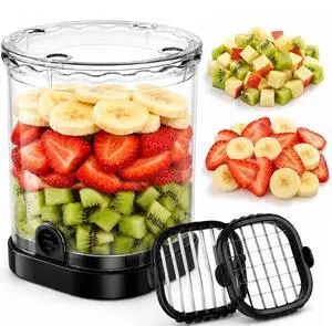 2-in-1 Fruit Slicer Cup, Stainless Steel 2-in-1 Fruit Slicer Cup, Stainless Steel