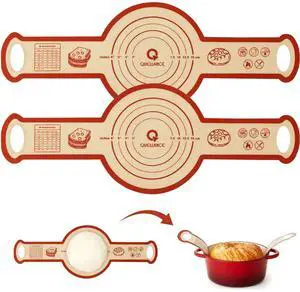 Silicone Sourdough Bread Sling Mat - 2Set Round Dough Baking Slings For Dutch Oven, NonStick High Degree Kitchen Sourbread Making Loaf Pan Lifter Liner, Reusable Cooking Transfer Mats with Long Handle Silicone Sourdough Bread Sling Mat - 2Set Round Dough Baking Slings For Dutch Oven, NonStick High Degree Kitchen Sourbread Making Loaf Pan Lifter Liner, Reusable Cooking Transfer Mats with Long Handle